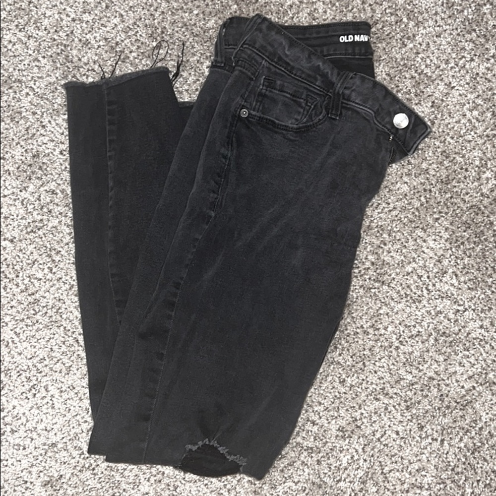 Old navy rockstar midrise distressed black denim